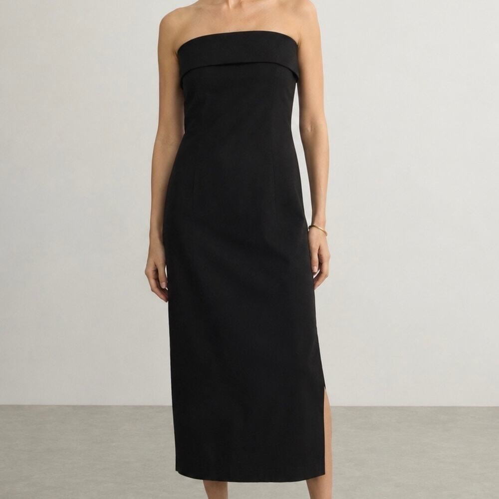 HOLZWEILER |‎ Shelly Strapless Foldover Dress Black Gown Party Cocktail | Large